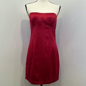 Forever 21 Red Satin Strapless Mini Dress